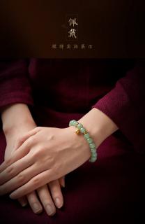 和田玉手串女999黄金葫芦足金晴水转运珠籽料手链送女友闺蜜礼物