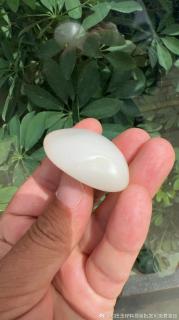 新疆和田玉籽料原石 52.2克 高白细腻的挂件籽 原籽无修 脂粉很浓 精